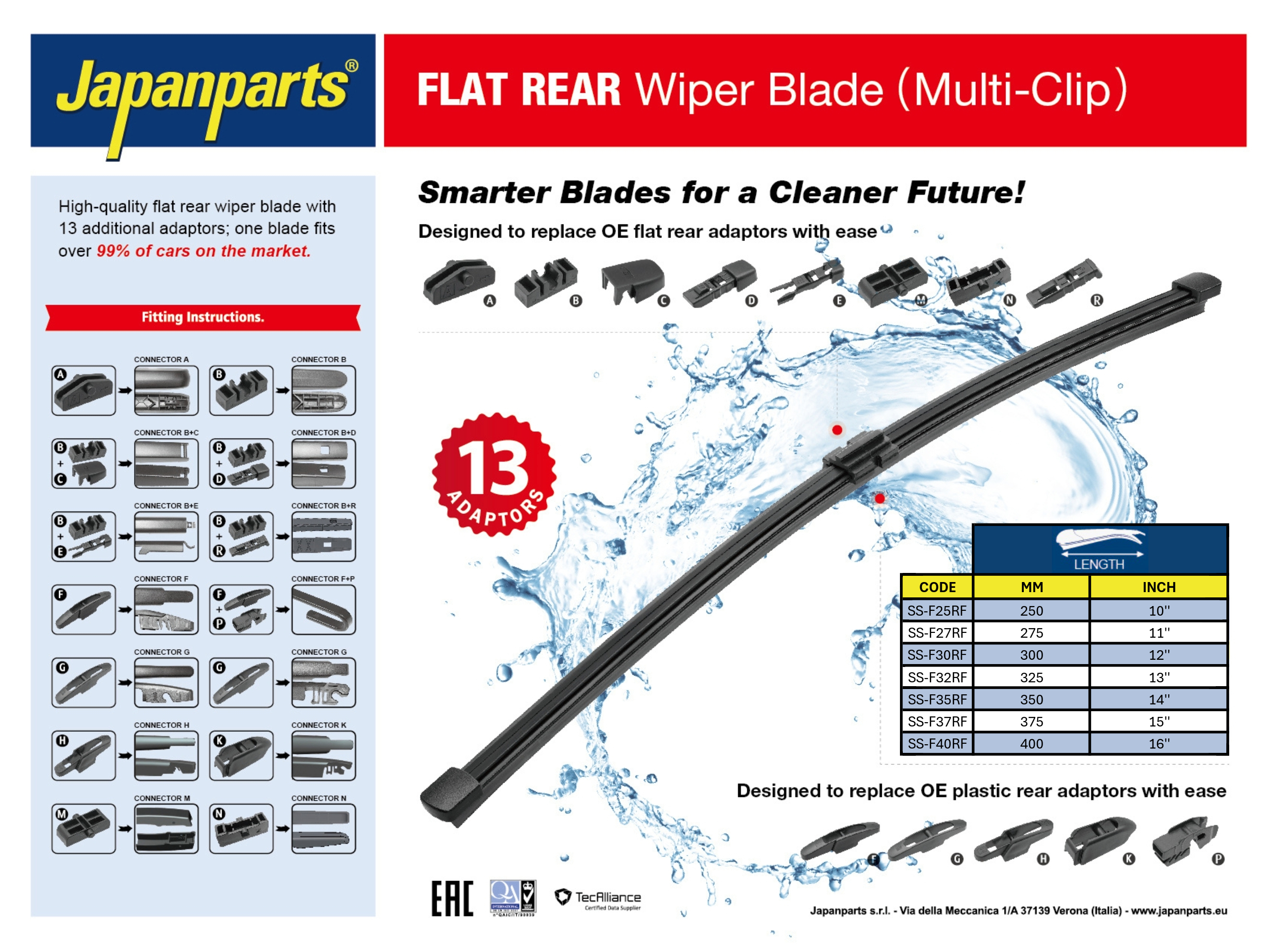 Nuove spazzole tergicristallo Posteriori Universali flat Multi-clip!