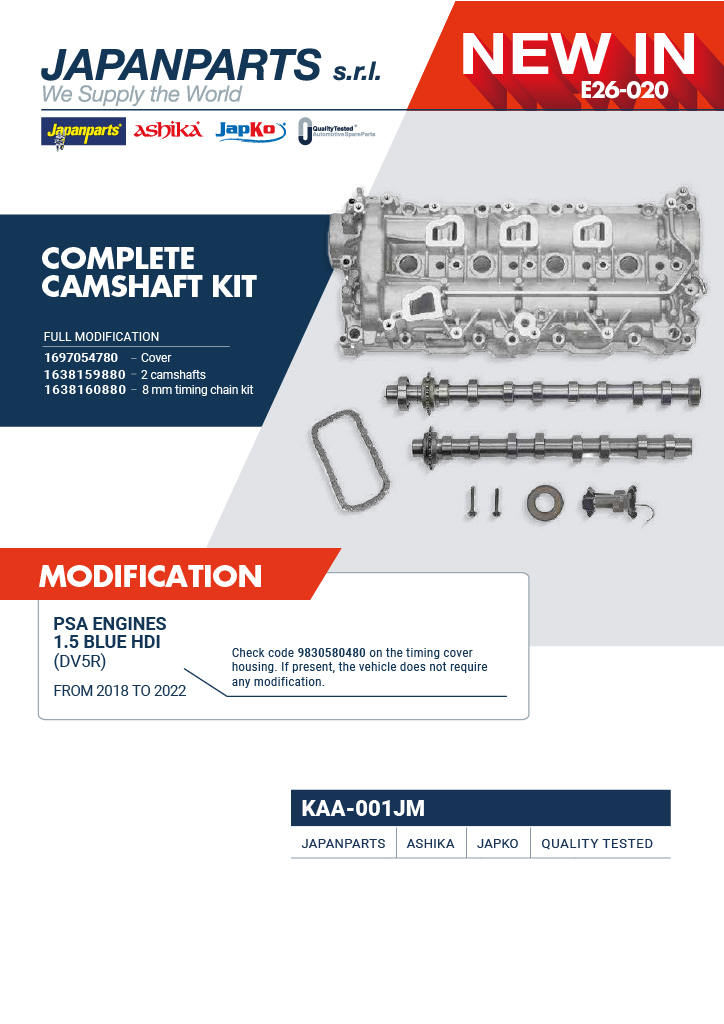 Complete camshaft kit psa modification 1,5 blue hdi engines (dv5r)