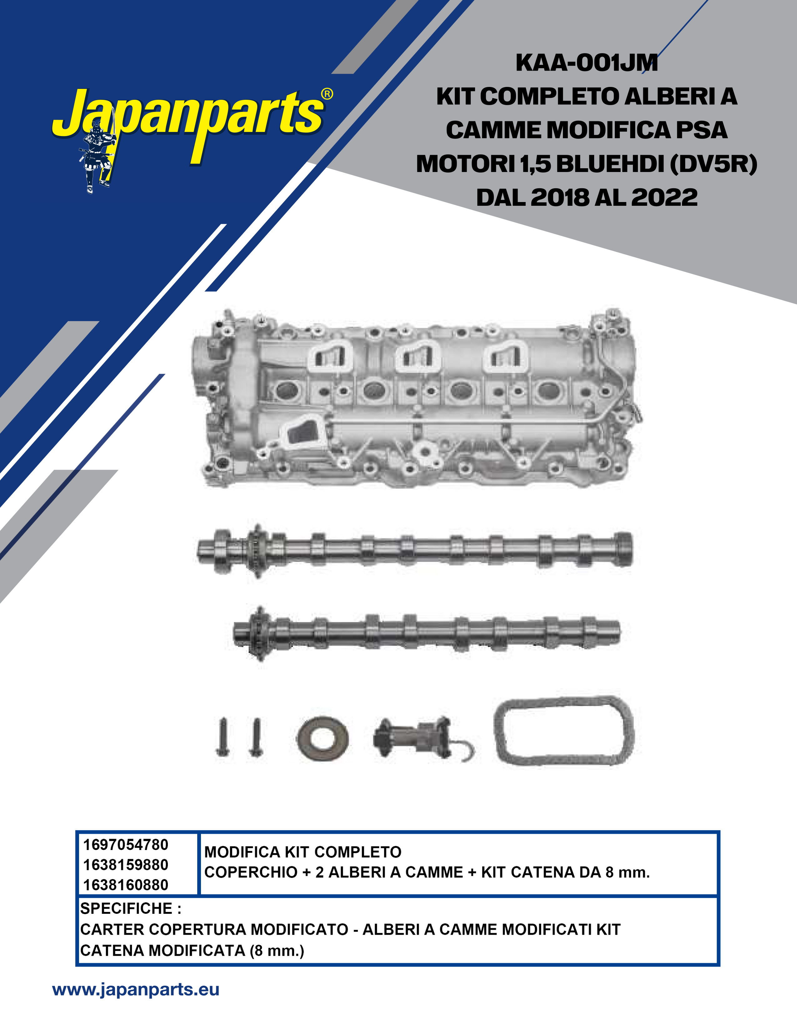 Kit completo alberi a camme modifica psa motori 1,5 blue hdi (dv5r)